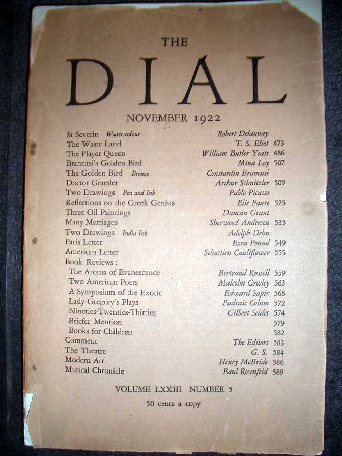 Item #4913 (The Waste Land.) The Dial. T. S. Eliot.