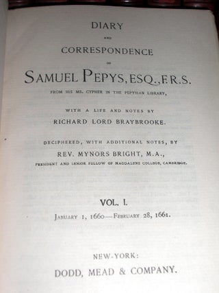 Diary and Correspondence of Samuel Pepys.