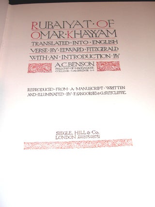 The Rubaiyat of Omar Khayyam.