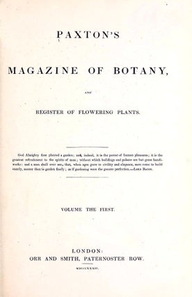 Item #8888 Paxton's Magazine of Botany,and Register of Flowering Plants. Sir Joseph Paxton