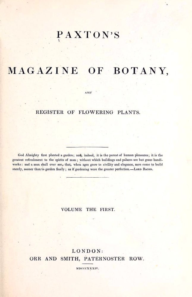Item #8888 Paxton's Magazine of Botany,and Register of Flowering Plants. Sir Joseph Paxton.